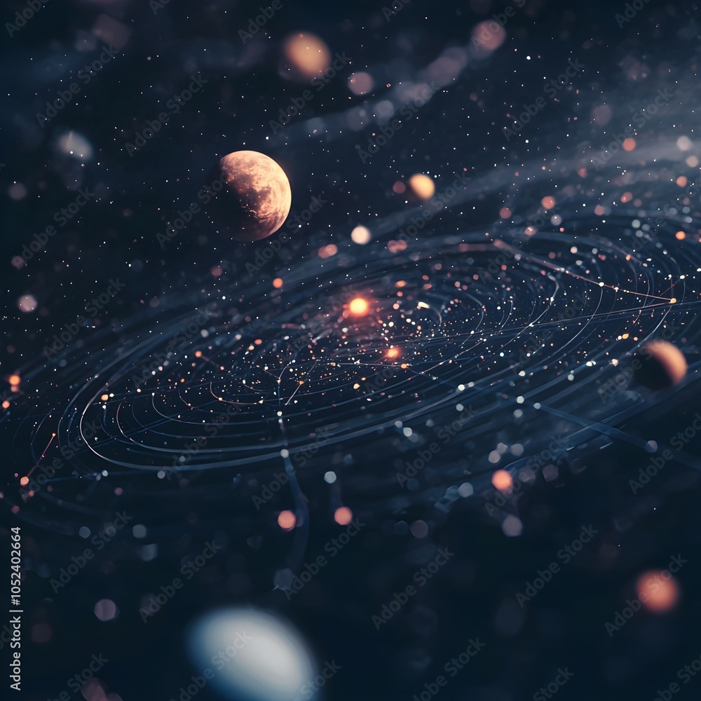 Poster cosmic scatterplot visualizing data through the vastness of the universe