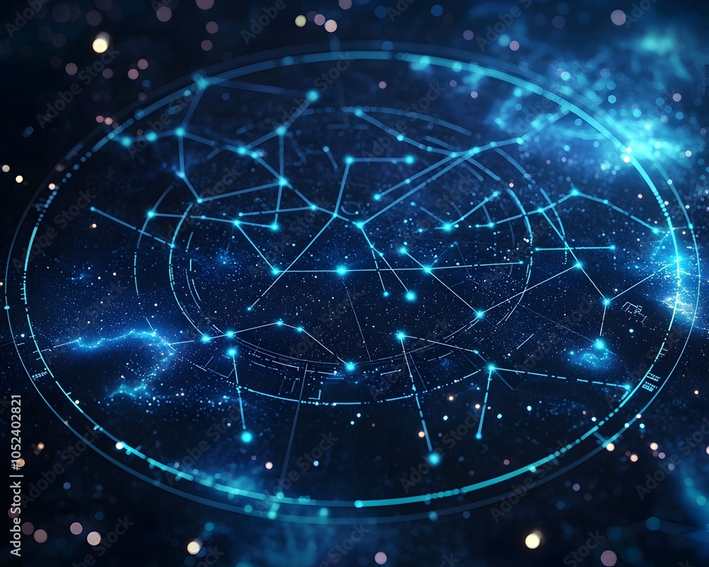 Poster radar graph with constellation inspired performance metrics visualization