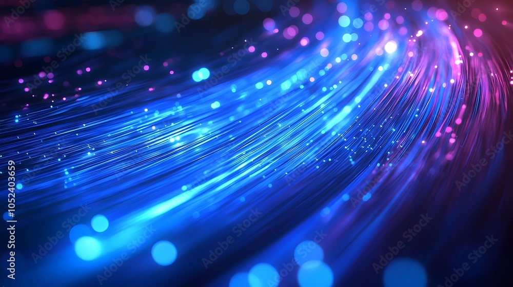 Poster glowing fiber optic graph visualizing real time network performance data