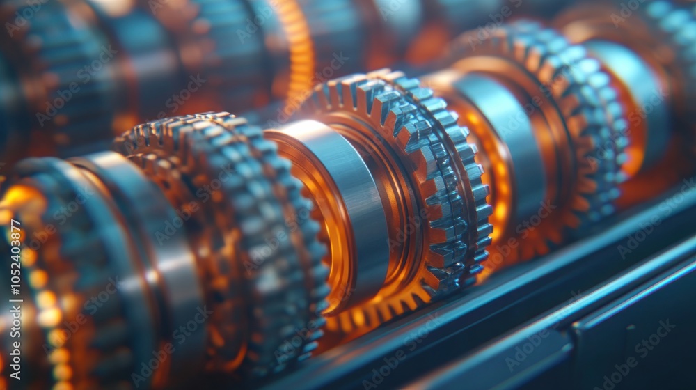 Poster close-up of interlocking gears in a gearbox