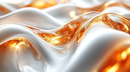 Abstract Golden and Silver Wavy Liquid Surface