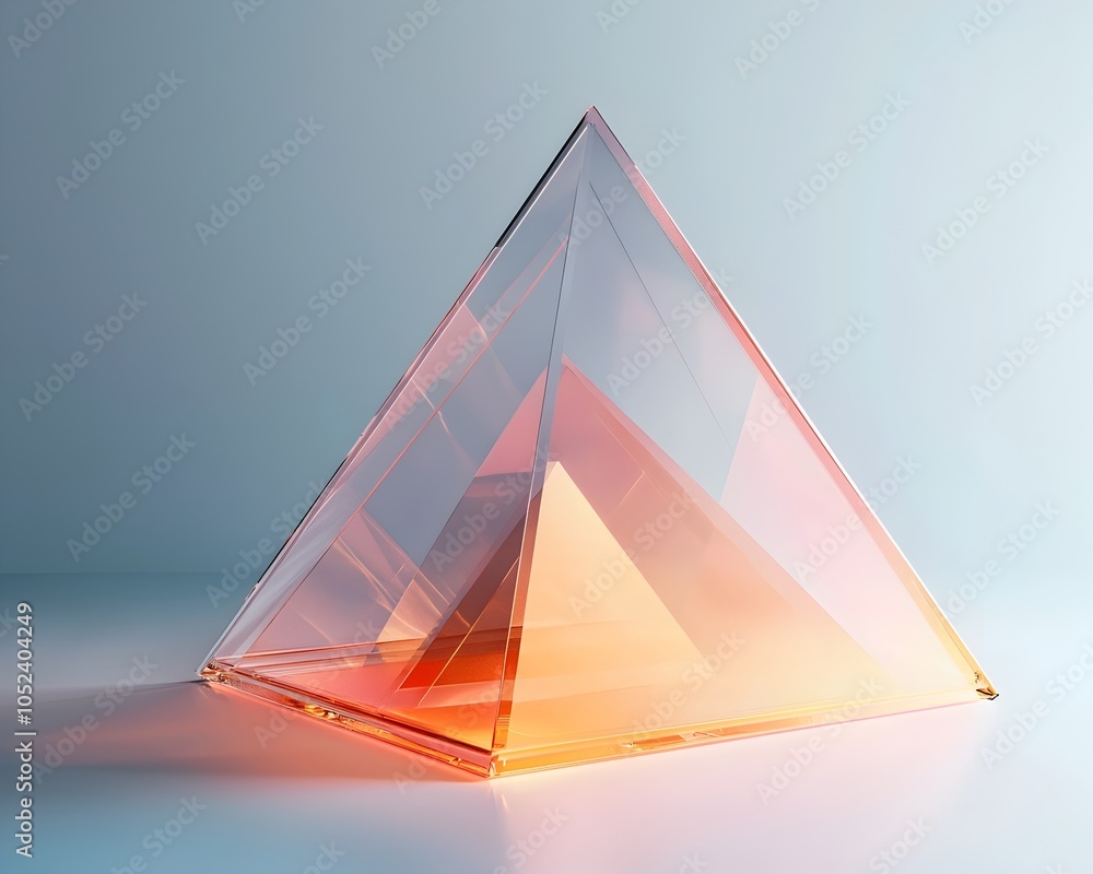 Poster 3D Translucent Pyramid Graph Visualizing Business Hierarchy and Market Strategy