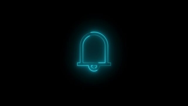 Neon ringer icon glowing black background animation