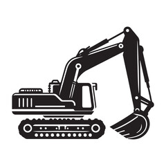 Arm Excavator silhouette on white background
