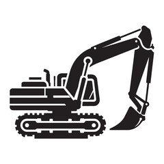 Arm Excavator silhouette on white background
