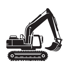 Arm Excavator silhouette on white background
