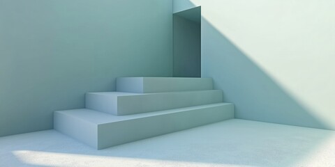 Obraz premium Abstract green staircase, 3D minimalist background
