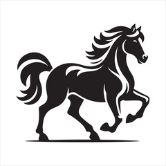 Obraz premium Trotting Horse Silhouette Vector Art Illustration