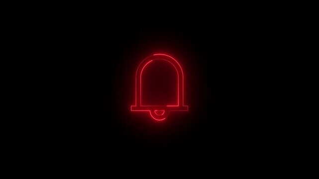 Neon ringer icon glowing black background animation