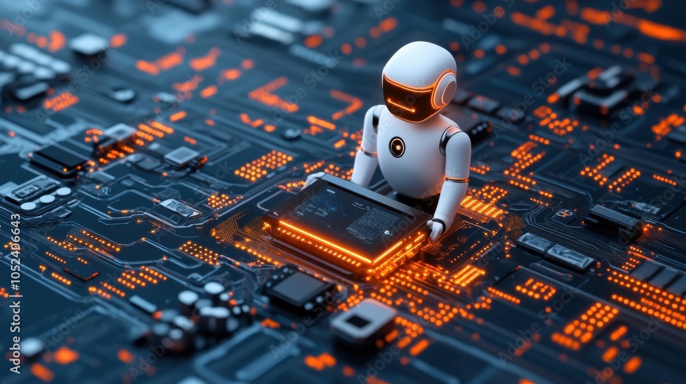 Poster ai robot working on circuit board design