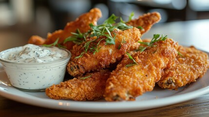 Fototapeta premium Crispy Fried Chicken Wings with Spicy Coating