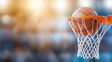 Fototapeta premium Swish! basketball sinks perfectly through the net, a celebration of sports and precision