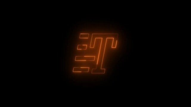 Neon rtt logo icon glowing black background animation