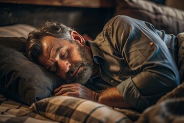 Fototapeta premium Peaceful Sleeping Man generative ai