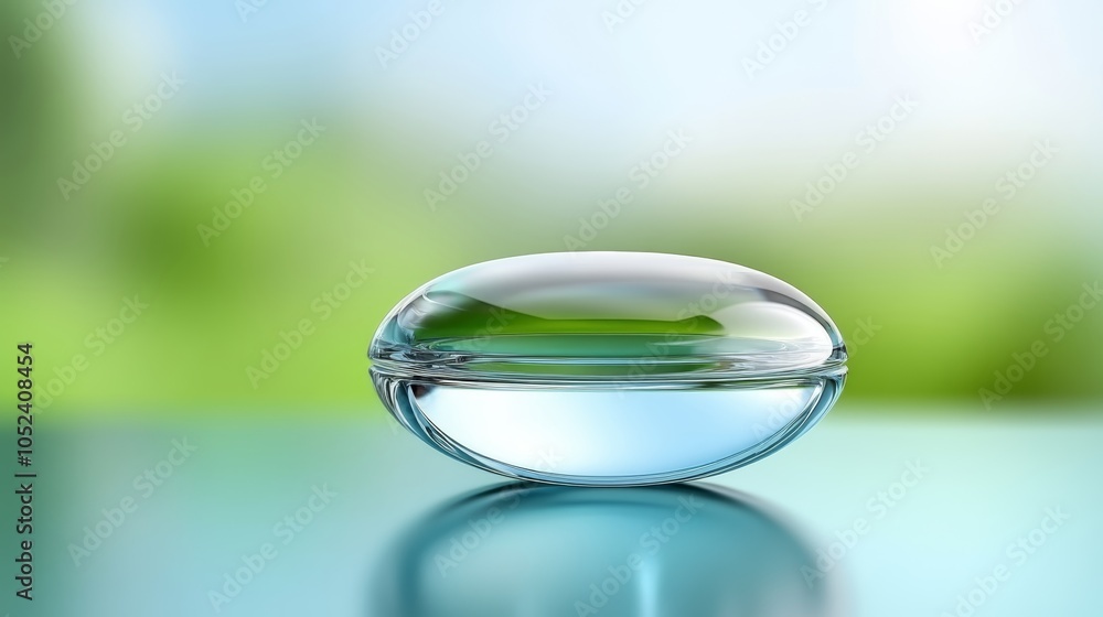 Poster mesmerizing glass sphere with liquid, captivating display of light, reflection, and transparency