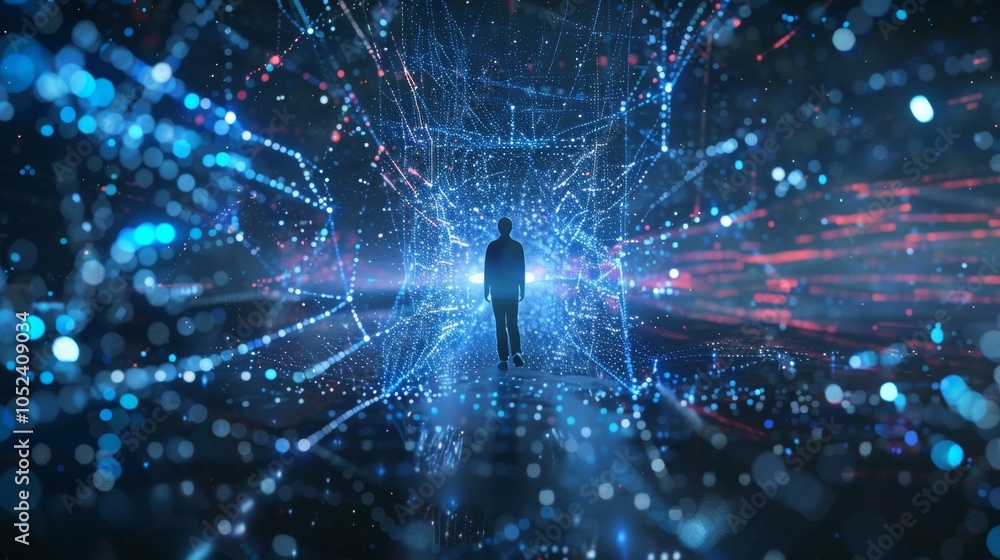 Poster a traveler in a remote area streaming highquality content through their 6genabled device highlightin