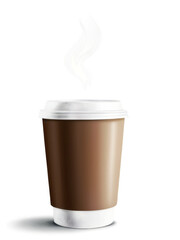 Realistic coffee with coffee mug on a transparent background
