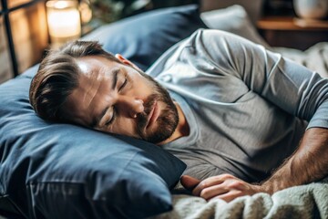 Obraz premium Peaceful Sleeping Man generative ai