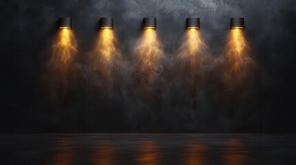 Obraz premium track lighting spotlighting on a transparent background, creating a dramatic effect for showcasing design elements in a minimalist style