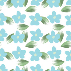 White background vector seamless pattern with delicate flowers for textile and fabric print and other uses.