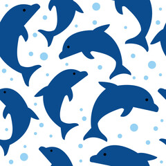 Blue Dolphin seamless pattern background.eps