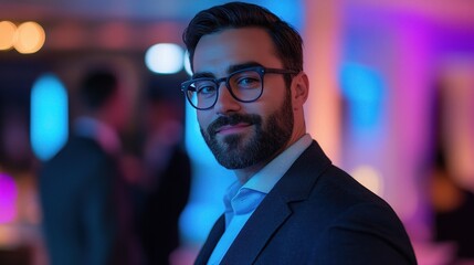 Confident Man in Stylish Attire at Evening Event