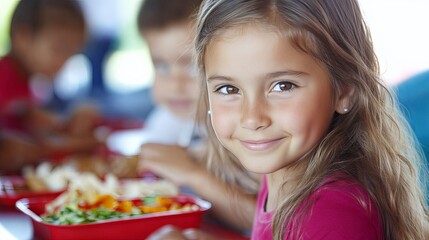 Children's lunch should be nutritionally balanced, including protein, carbohydrates, and fruits and vegetables to support their growth, strength, and energy for learning. 