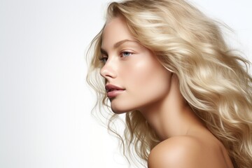 Fototapeta premium A blonde woman with perfect hair portrait adult photo.