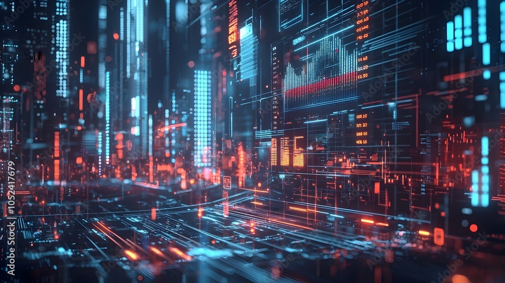 Poster futuristic ai driven digital marketing analytics with visualized heatmaps for optimized campaign eng