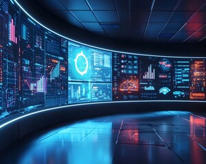 Futuristic AI Driven Marketing Command Center Visualizing Customer Journey Mapping and Conversion Paths