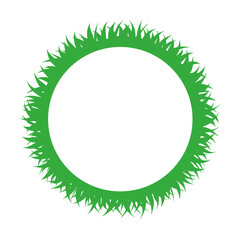 Circle of green grass silhouette isolated on white background. Flat illustration for concept design.