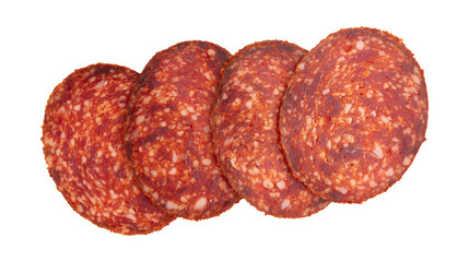 slices of salami with paprika isolated