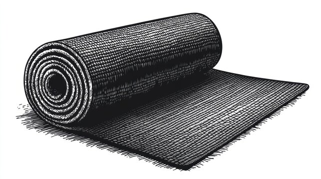 black yoga mat rolled out on white clip art preview