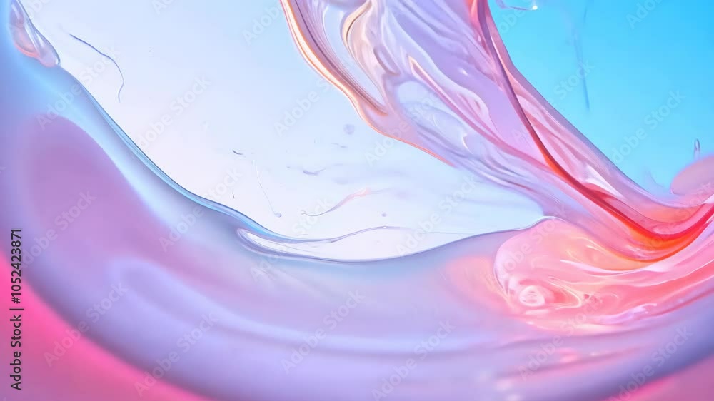 Poster Liquid forms descending into a vibrant color pool