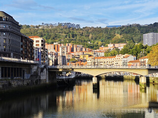 Obraz premium Embankments in the center of Bilbao, Basque country, Spain