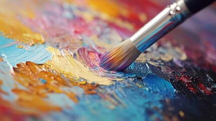 Fototapeta premium Colorful Abstract Paint on Canvas with Brush Stroke