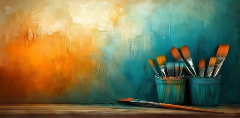 A striking blend of color and texture in a painter's workspace.