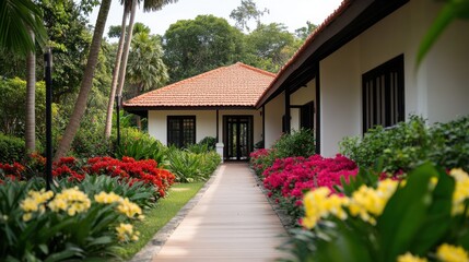 Vibrant Orchids in Lush Garden Setting