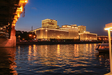 View of the Ministry of Defense from under the Andreevsky Bridge.