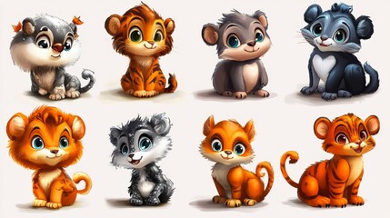 Obraz premium Explore a vibrant assortment of lovable animal characters that warm the heart.
