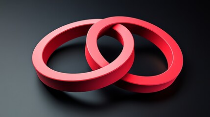 Bold Red Ring Composition Against Dark Canvas