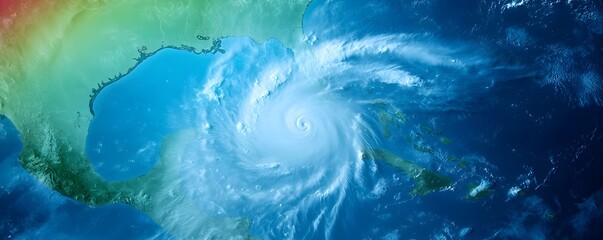 Powerful Hurricane Satellite Imagery - Captivating Swirling Vortex and Atmospheric Layers Showcasing Natures Fury