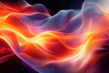 Vibrant abstract waves with cosmic background featuring flowing colors and dynamic energy