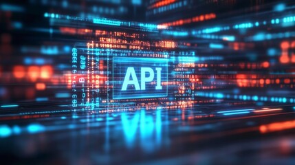 Obraz premium Abstract Design with Binary Code and API Highlight 