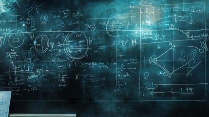 Obraz premium Visual representation of mathematics education through chalkboard art.