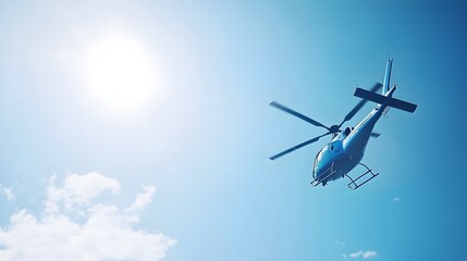 Fototapeta premium Emergency Medical Helicopters Airlifting Patients from Contaminated Zone - Hazmat Personnel Responding Under Bright Sunlight