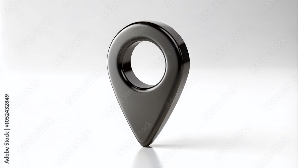 Poster minimalist 3d black location pin marker isolated on white background for navigation and mapping purp
