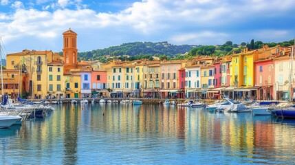 Obraz premium Colorful waterfront in a picturesque coastal town