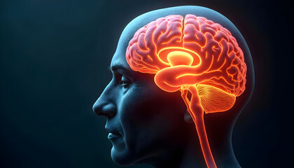 Obraz premium 3d human brain anatomy, brain diseases, Alzheimer, dementia, mental health, health and science, artificial intelligence ai