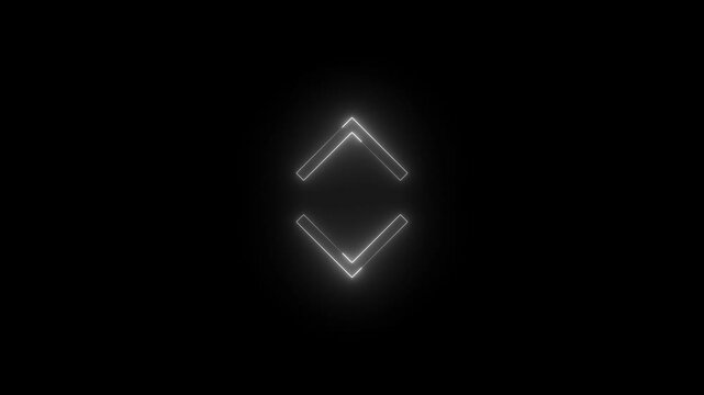 Neon scroll up down icon glowing black background animation